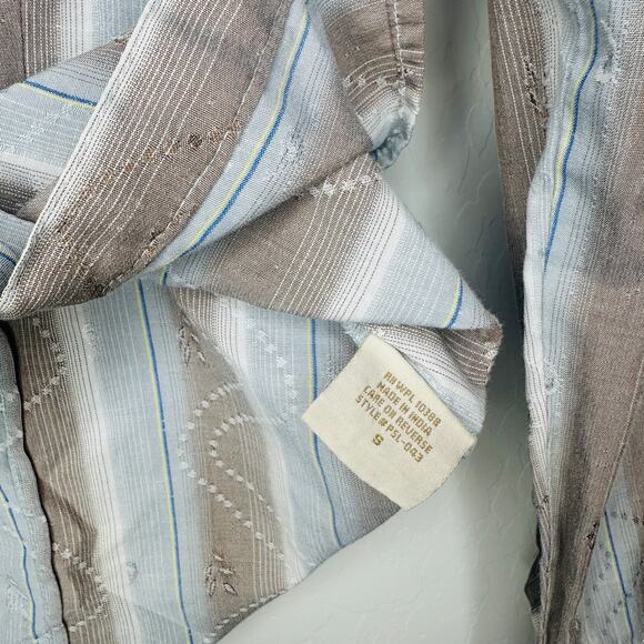 Scully Western Cantina Striped Multi-Bottom Pearl Snap Long Sleeve Top Small - Picture 6 of 8